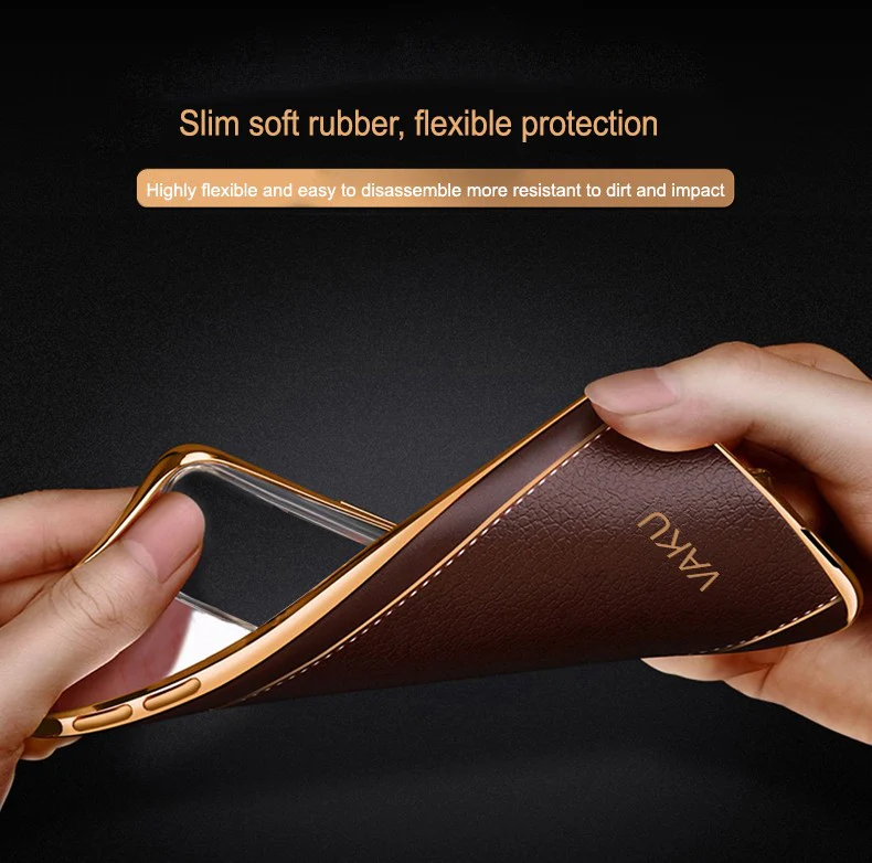 Vaku® Oneplus 9R Luxemberg Series Leather Stitched Gold Electroplated Soft TPU Back Cover - Image 15